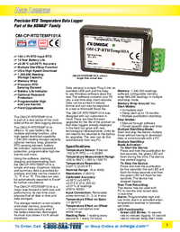 Thumbnail of document Data Sheet - OM-CP Precision RTD Temperature Data Logger, Part of the NOMAD Family